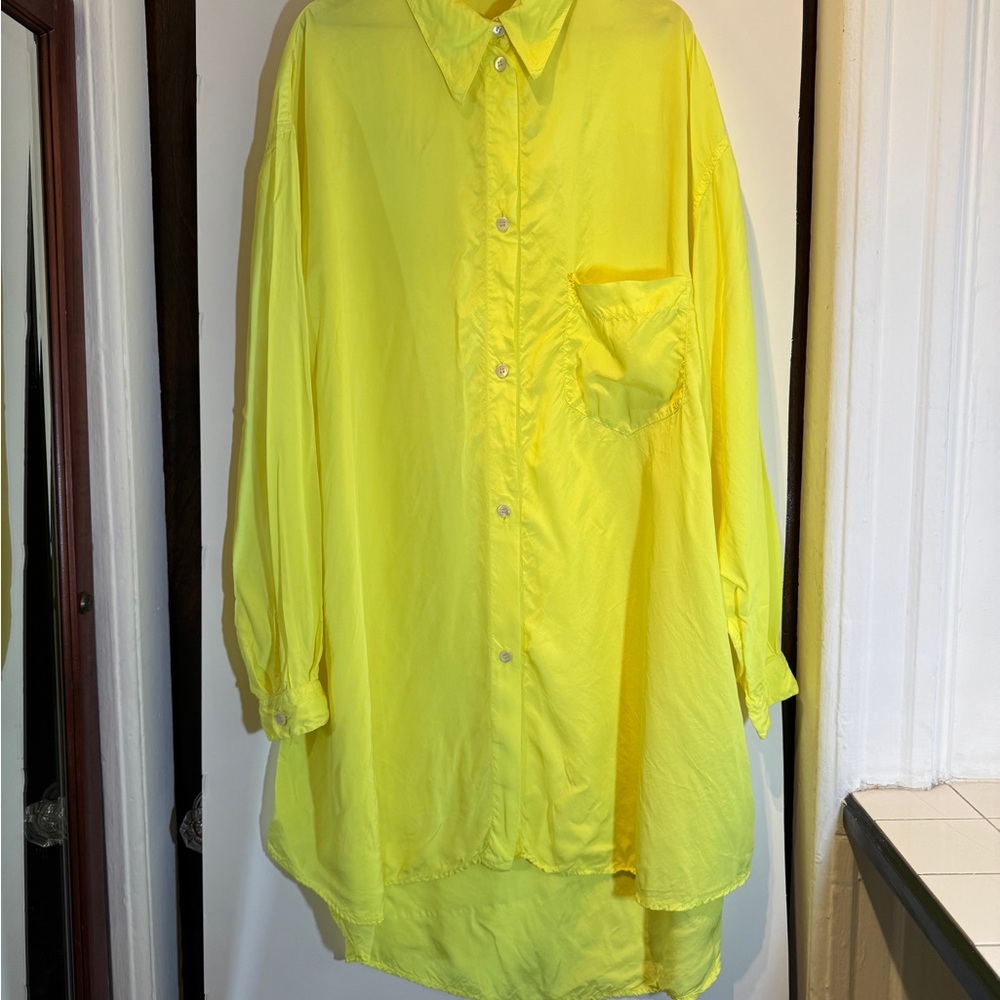 MM6 bright  Yellow Button-Up Shirt-Dress